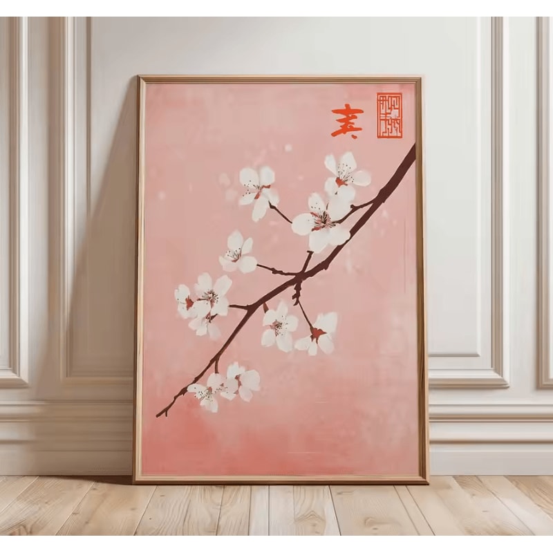 Japanese Crane Ukiyoe Wall Art Poster Vintage Red Sun Oriental Decor 8