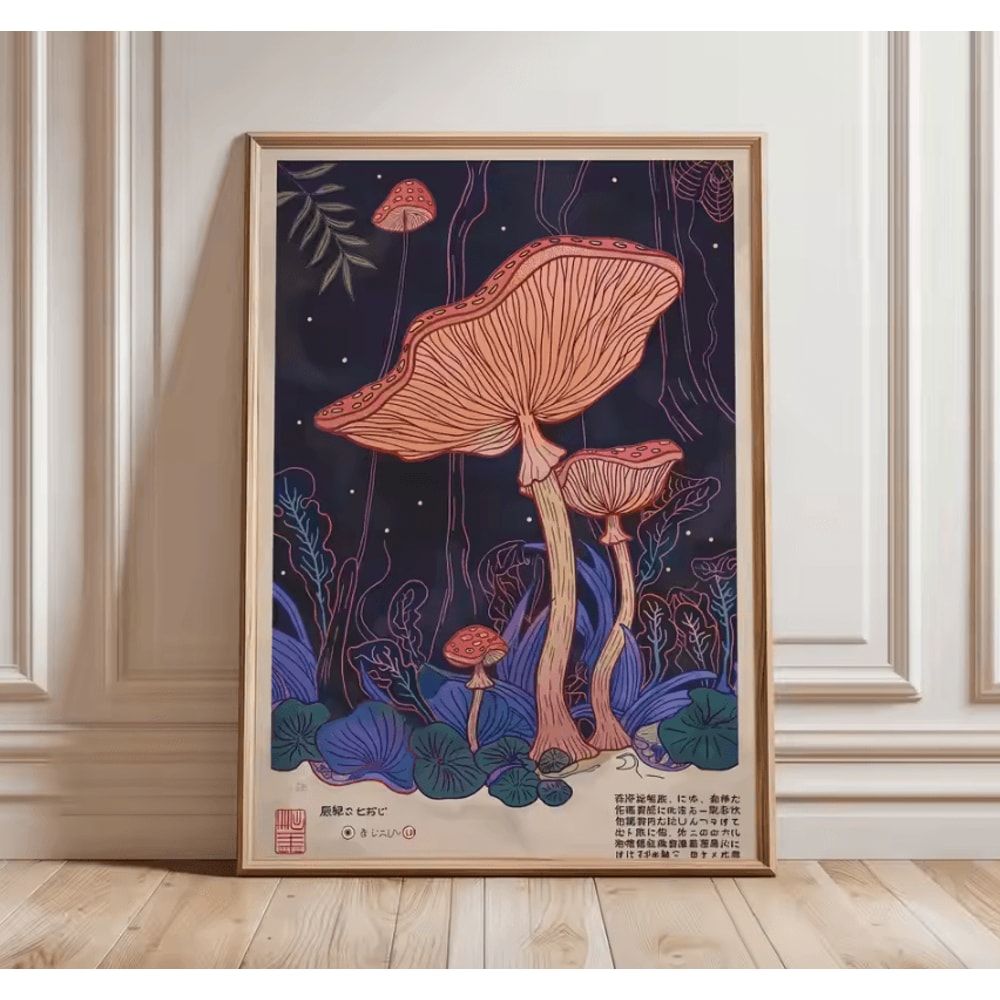 Japanese Crane Ukiyoe Wall Art Poster Vintage Red Sun Oriental Decor 17