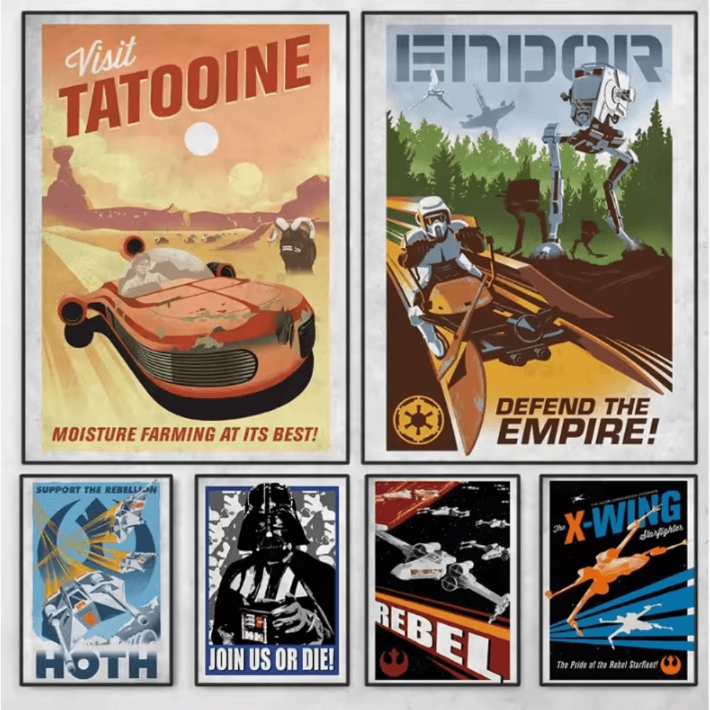 Galactic Propaganda Tatooine Canvas Poster Retro Space Movie Wall Art 0