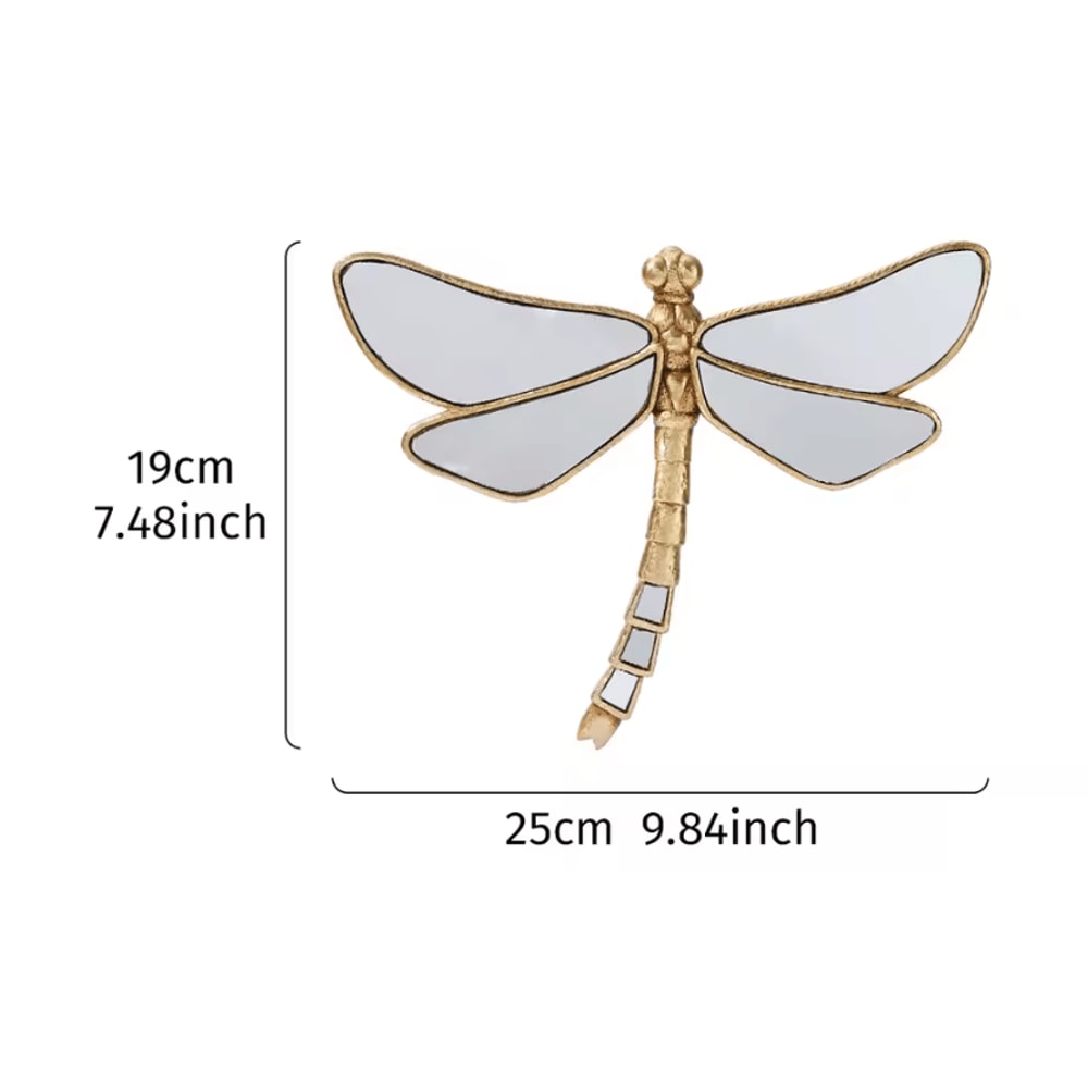Golden Dragonfly Wall Hanging MirrorFinish Resin Art Decor 3