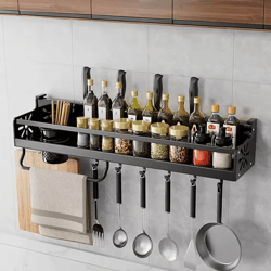 no-punch metal kitchen shelf rack – large capacity drainage utensil organizer