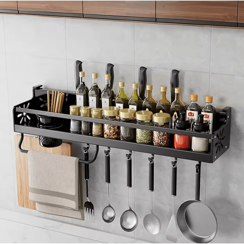 NoPunch Metal Kitchen Shelf Rack Large Capacity Drainage Utensil Organizer 0