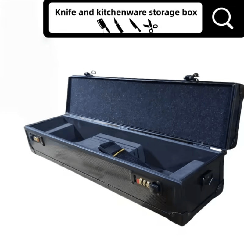 Aluminum Chef Knife Storage Case Lockable MultiFunction Knife Organizer 4