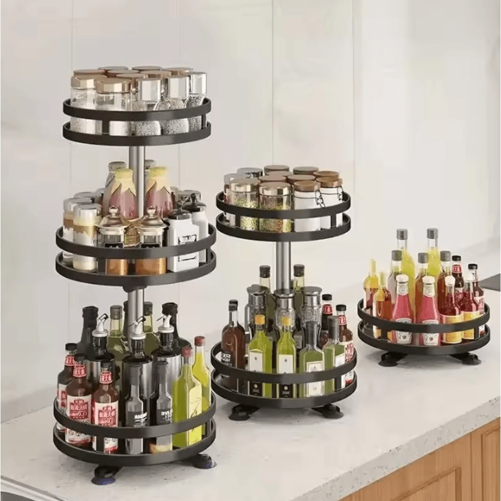 360 Rotating Kitchen Storage Rack Multifunction Spice Organizer Turntable 0