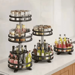 360 rotating kitchen storage rack – multifunction spice organizer turntable