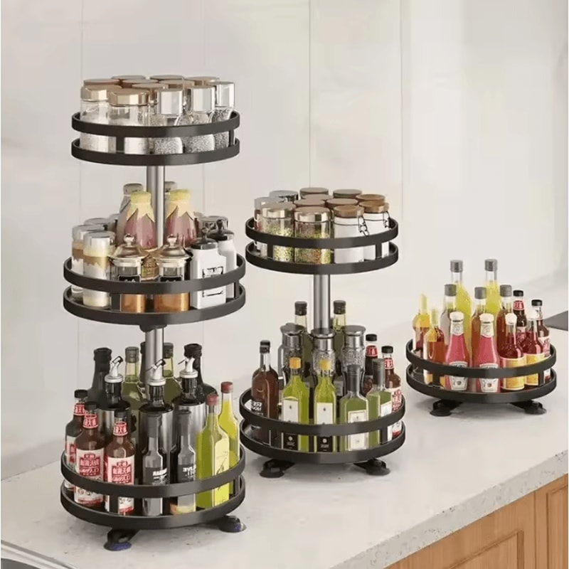360 Rotating Kitchen Storage Rack Multifunction Spice Organizer Turntable 0