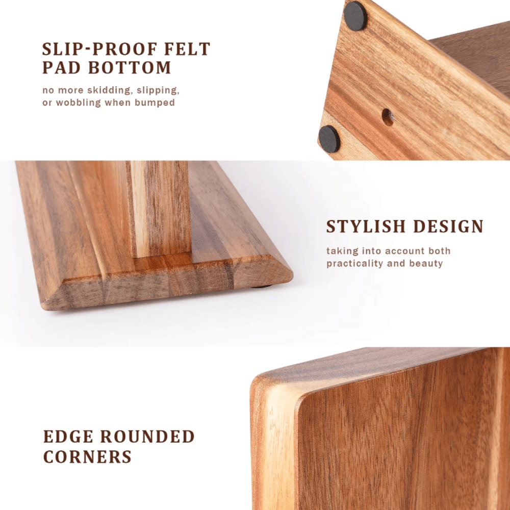 Acacia Wood Magnetic Knife Block Strong Magnet Kitchen Knife Holder Stand 4