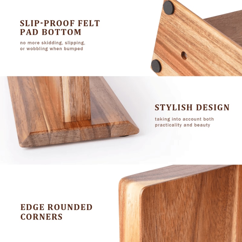 Acacia Wood Magnetic Knife Block Strong Magnet Kitchen Knife Holder Stand 4
