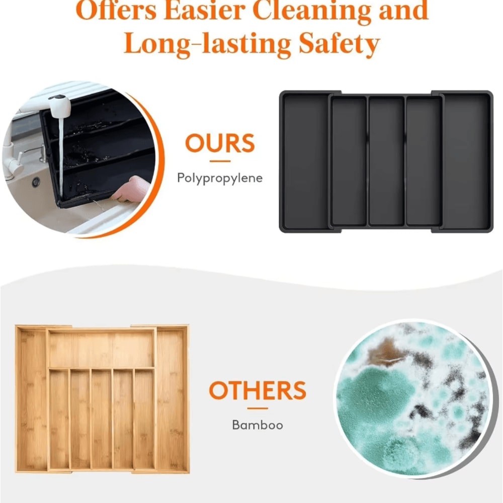 Expandable Kitchen Drawer Organizer Adjustable Cutlery Storage Tray 1