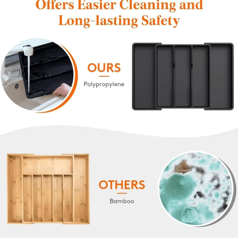 Expandable Kitchen Drawer Organizer Adjustable Cutlery Storage Tray 1