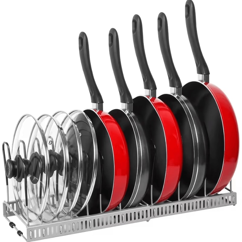 Expandable Pots Pans Organizer Rack Adjustable 6Tier Cabinet Storage Holder 0