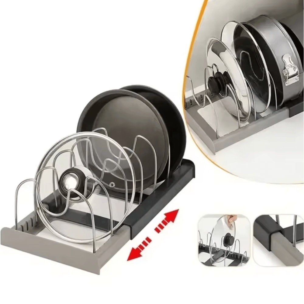 Expandable Pots Pans Organizer Rack Adjustable 6Tier Cabinet Storage Holder 1