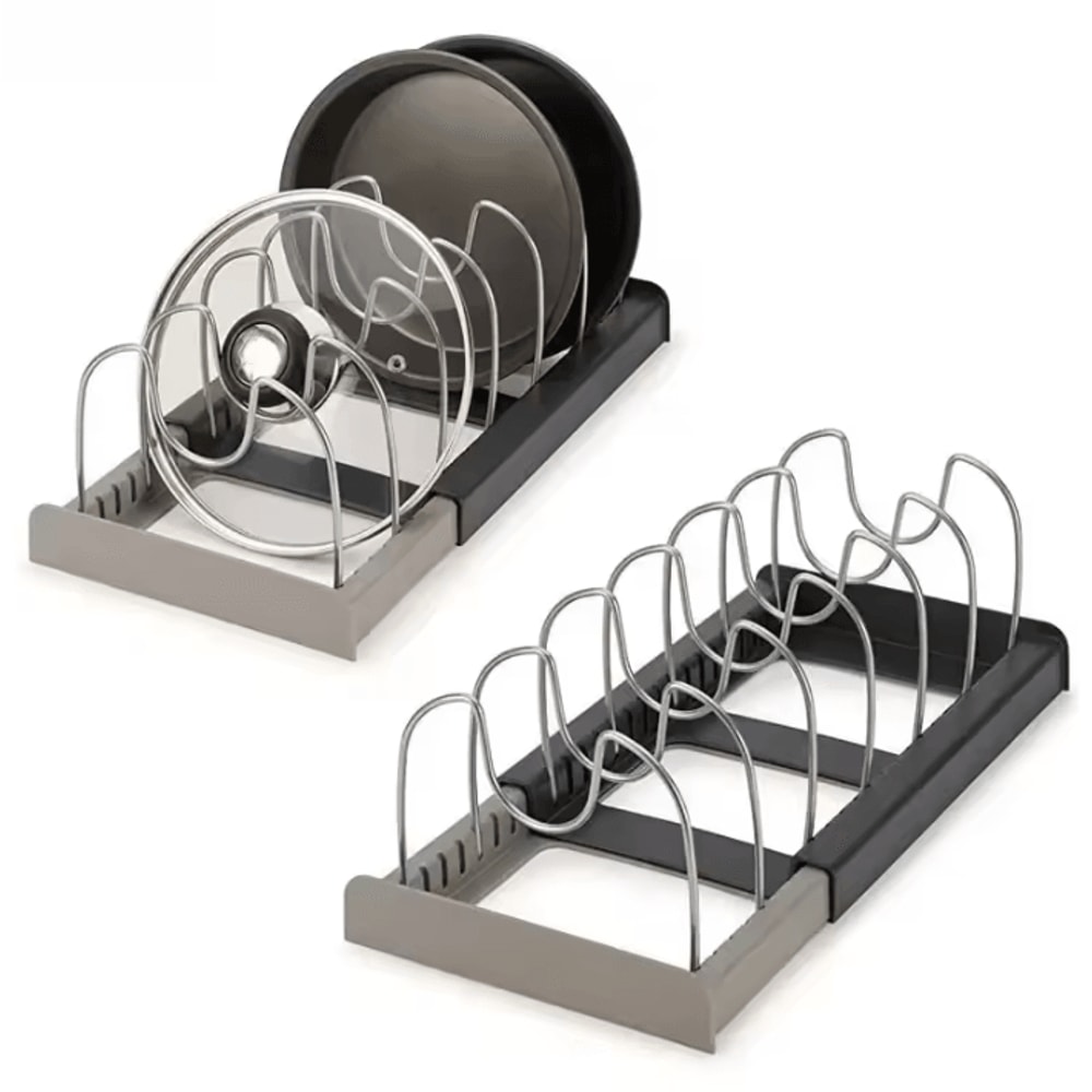 Expandable Pots Pans Organizer Rack Adjustable 6Tier Cabinet Storage Holder 4