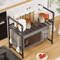 Expandable Microwave Shelf Rack Adjustable Kitchen Countertop Organizer With Hooks 1