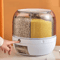 360 Rotating Grain Dispenser 6Grid Airtight Rice Storage Organizer 0
