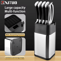 xituo stainless steel knife holder – multifunction standing knife organizer with sharpener