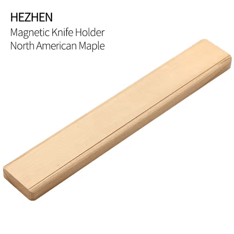 HEZHEN Acacia Wood Magnetic Knife Holder 400mm DoubleSided Knife Storage Stand 3