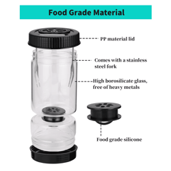 glass olive & pickle strainer jar – airtight hourglass flip storage container