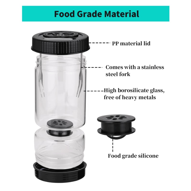 Glass Olive Pickle Strainer Jar Airtight Hourglass Flip Storage Container 0