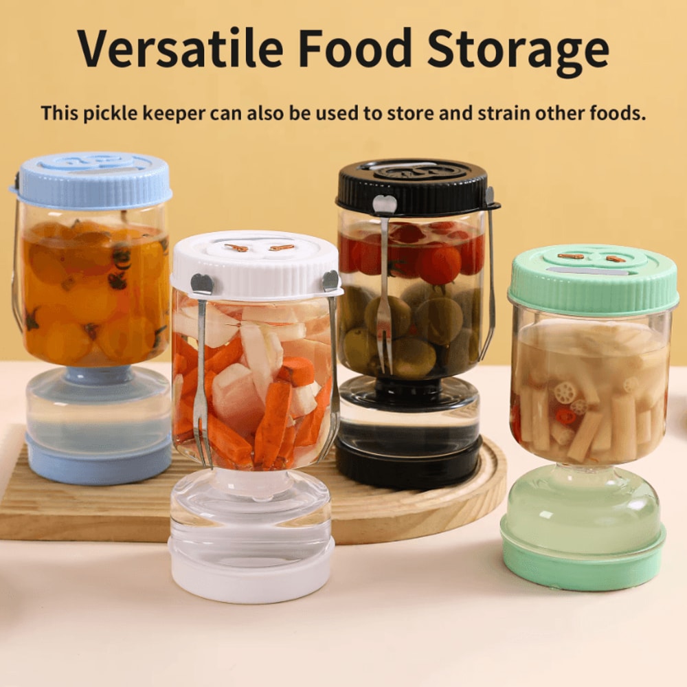 Glass Olive Pickle Strainer Jar Airtight Hourglass Flip Storage Container 3