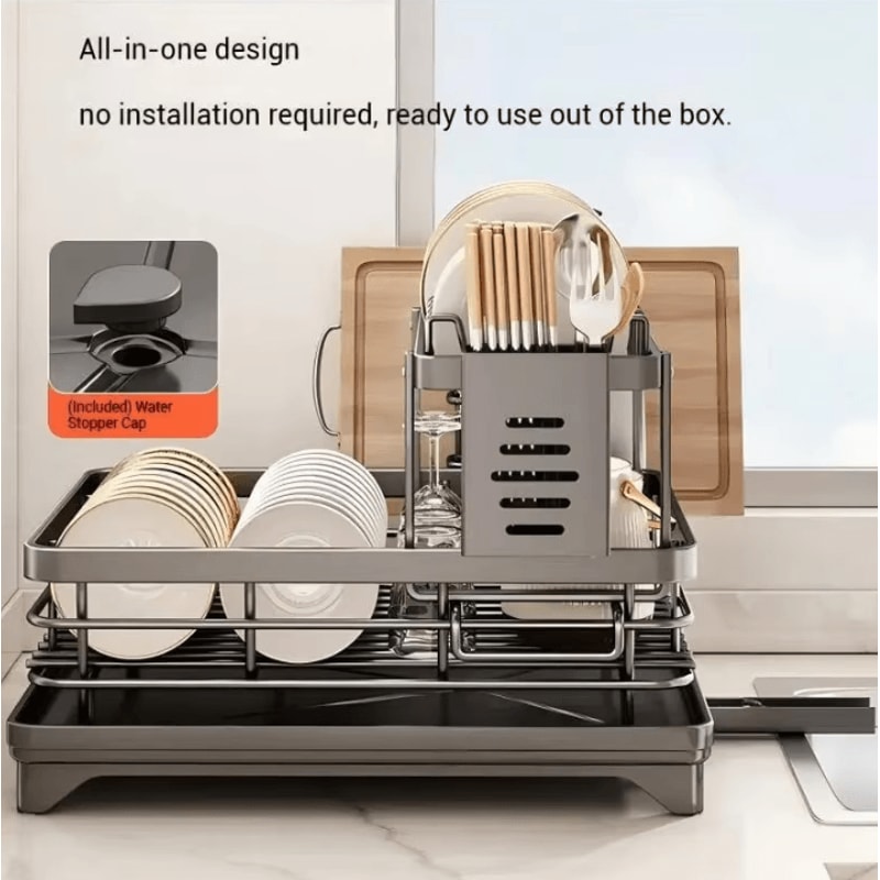 Adjustable OverSink Dish Drying Rack Stainless Steel Kitchen Organizer With Drainboard 1