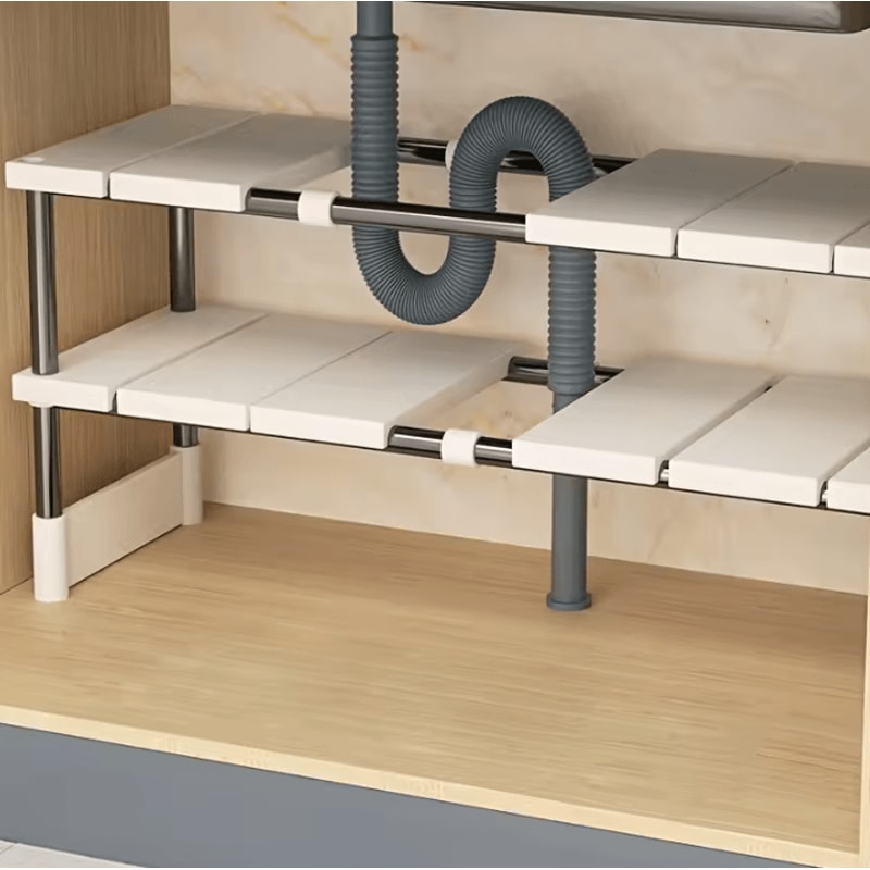 Adjustable MultiLayer Under Sink Storage Rack Expandable Cabinet Organizer 0