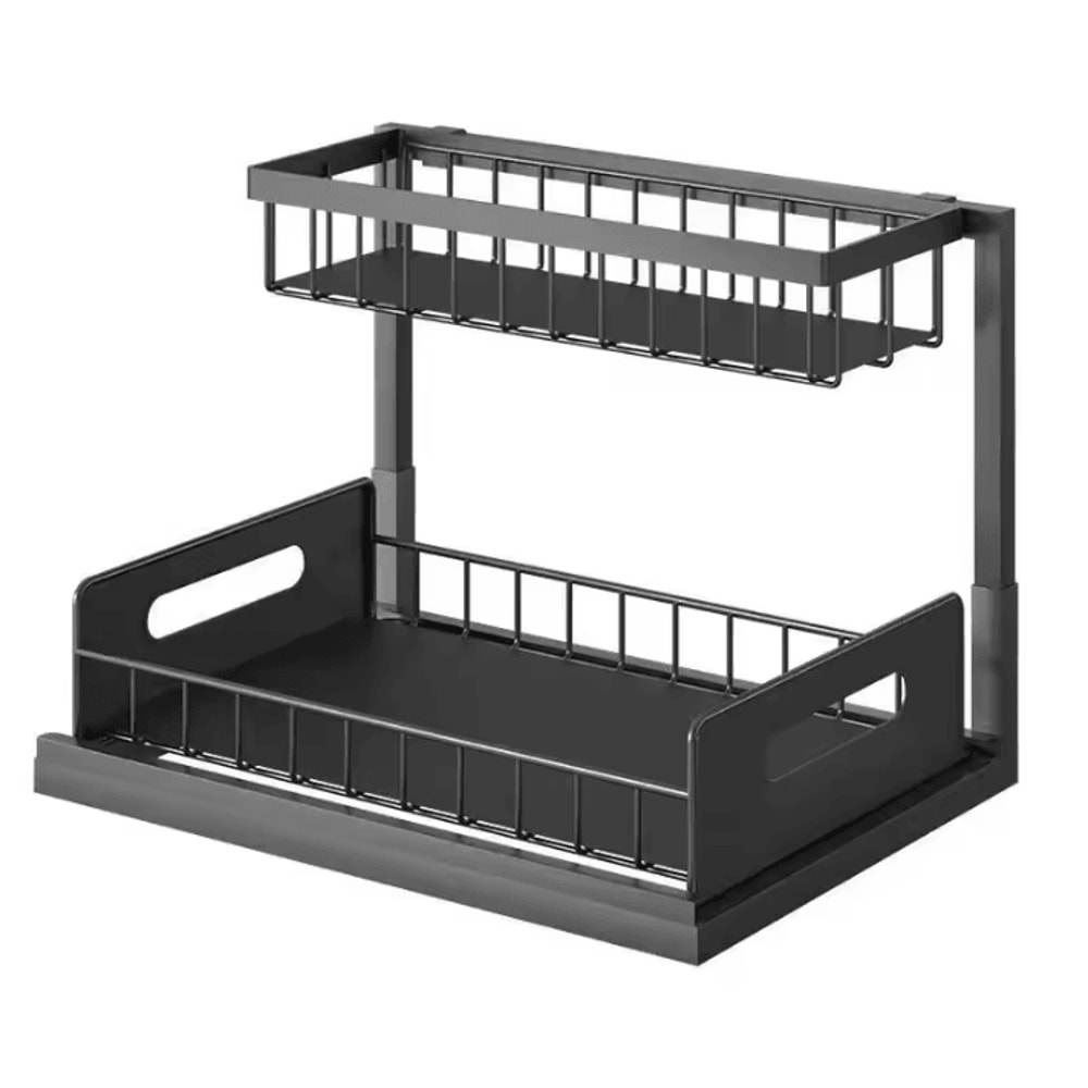 2Tier Sliding Under Sink Organizer PullOut Cabinet Storage Rack For Kitchen Bathroom 4