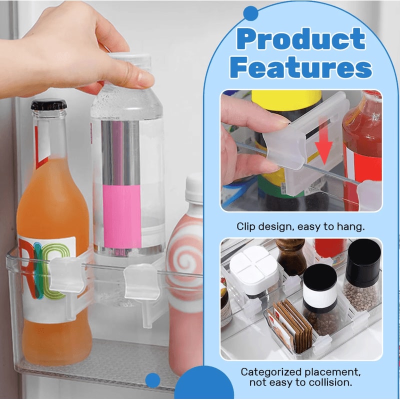 Expandable Fridge Door Divider Clips Adjustable Refrigerator Storage Organizer Set 48PCS 2