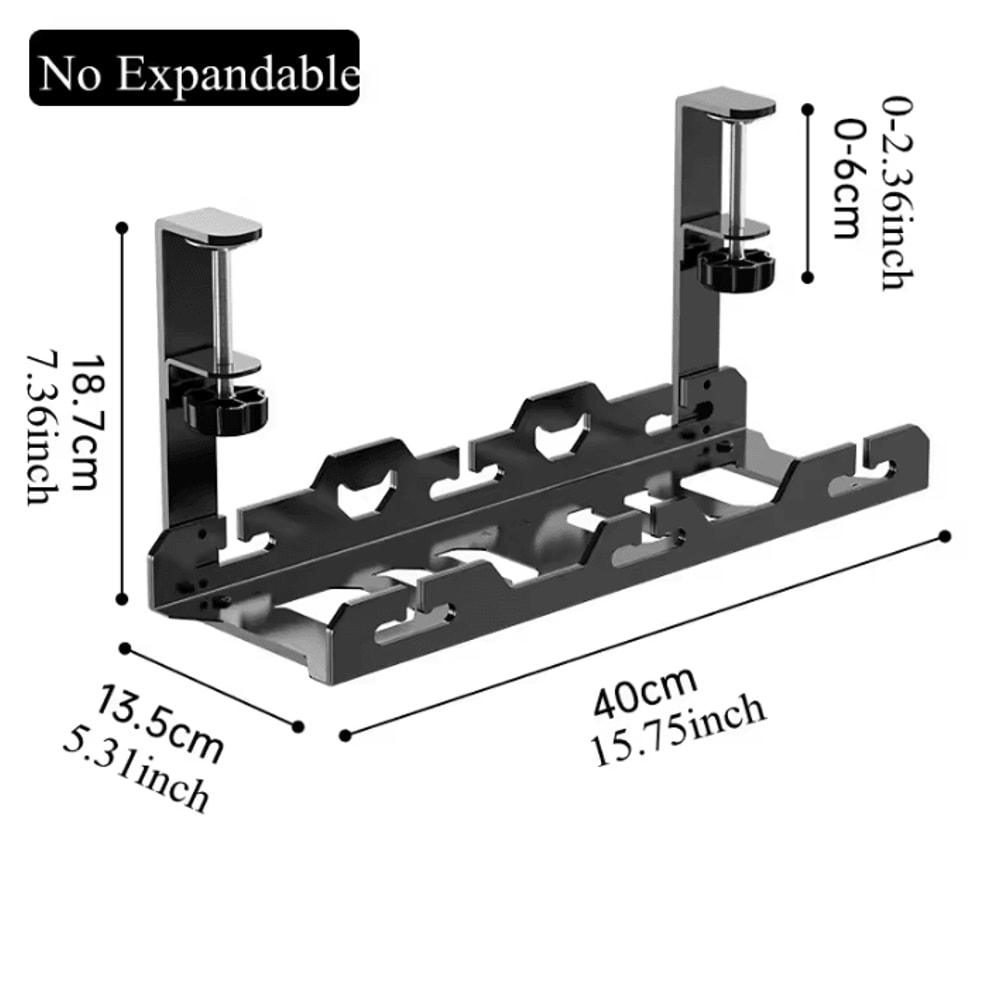 Telescopic Under Desk Cable Management Tray NoDrill Metal Wire Organizer Rack 1
