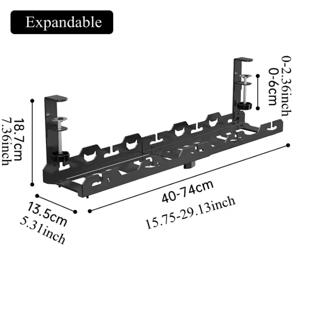 Telescopic Under Desk Cable Management Tray NoDrill Metal Wire Organizer Rack 2