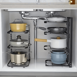 expandable stainless steel pot & pan organizer rack – adjustable multi-layer kitchen storage