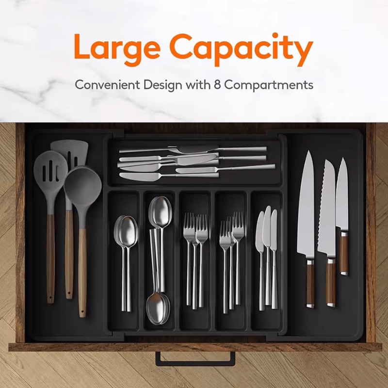 Expandable Cutlery Drawer Organizer Tray Adjustable Kitchen Silverware Utensil Holder 0