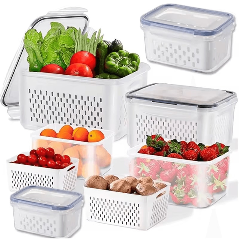 Fridge Food Storage Containers With Strainer Fresh Produce Saver Set For Fruits Vegetables Meat 1
