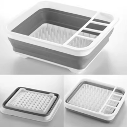 foldable dish drying rack with drain tray – space-saving kitchen organizer for plates & bowls