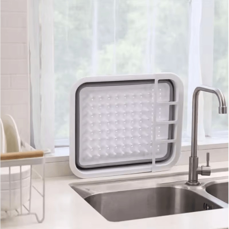 Foldable Dish Drying Rack With Drain Tray SpaceSaving Kitchen Organizer For Plates Bowls 3