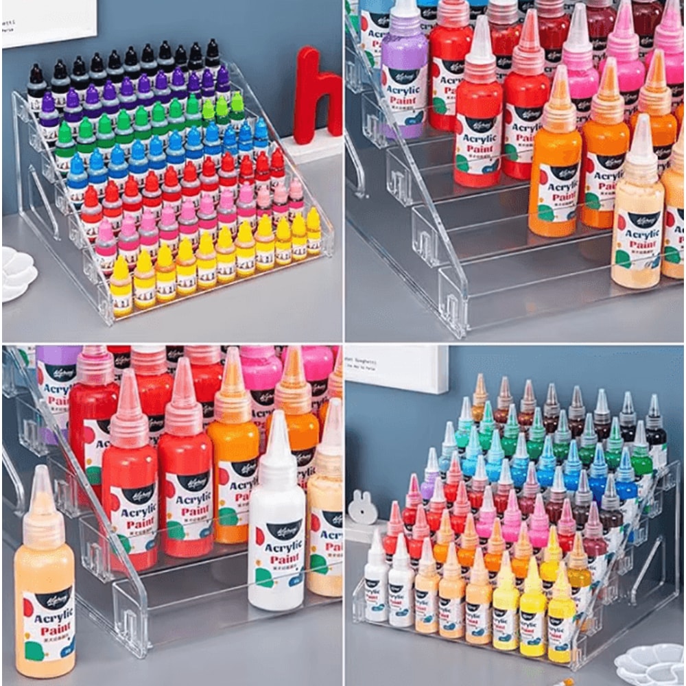 7Layer Transparent Paint Organizer Rack Mini Craft Paint Storage Display Stand 0