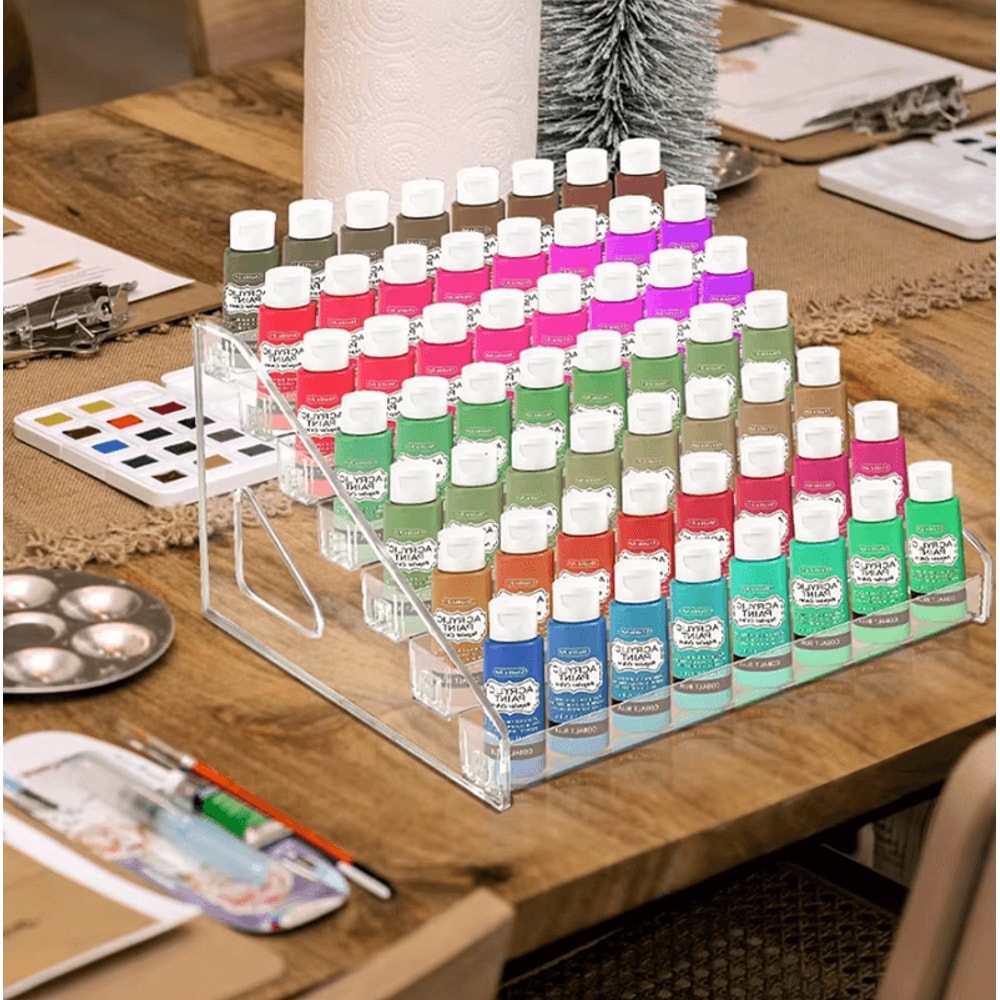 7Layer Transparent Paint Organizer Rack Mini Craft Paint Storage Display Stand 3