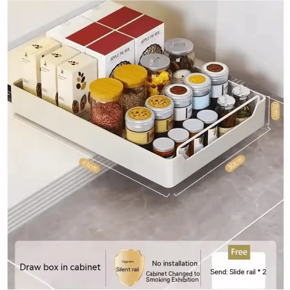 PullOut Cabinet Storage Rack Metal Sliding Drawer Organizer For Kitchen Spices Bottles 1