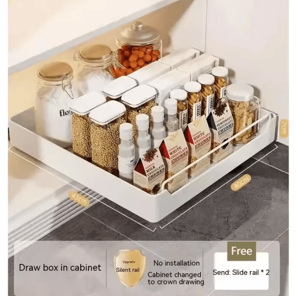 PullOut Cabinet Storage Rack Metal Sliding Drawer Organizer For Kitchen Spices Bottles 4