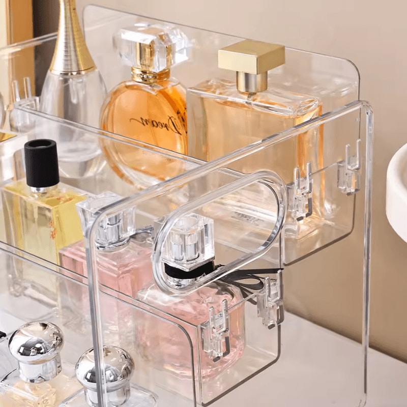 3Tier Acrylic Perfume Display Organizer Transparent Vanity Storage Shelf For Cosmetics Fragrance 3