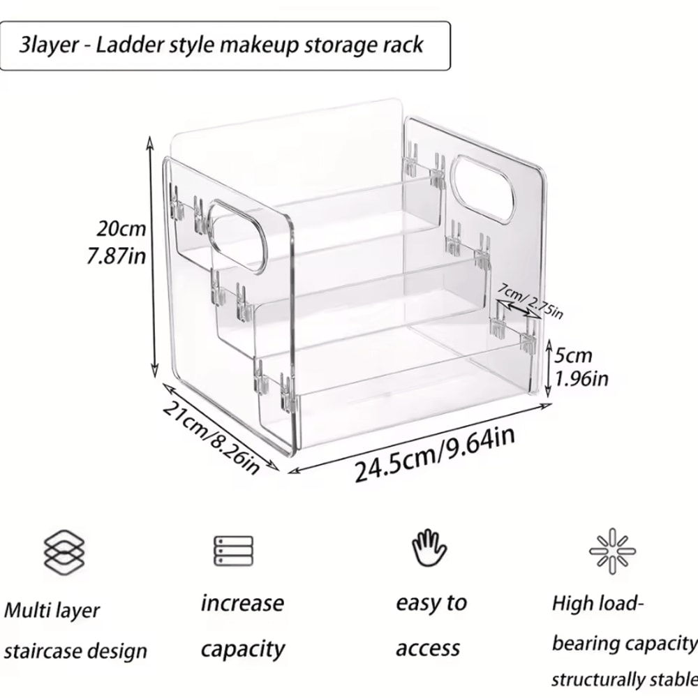 3Tier Acrylic Perfume Display Organizer Transparent Vanity Storage Shelf For Cosmetics Fragrance 4