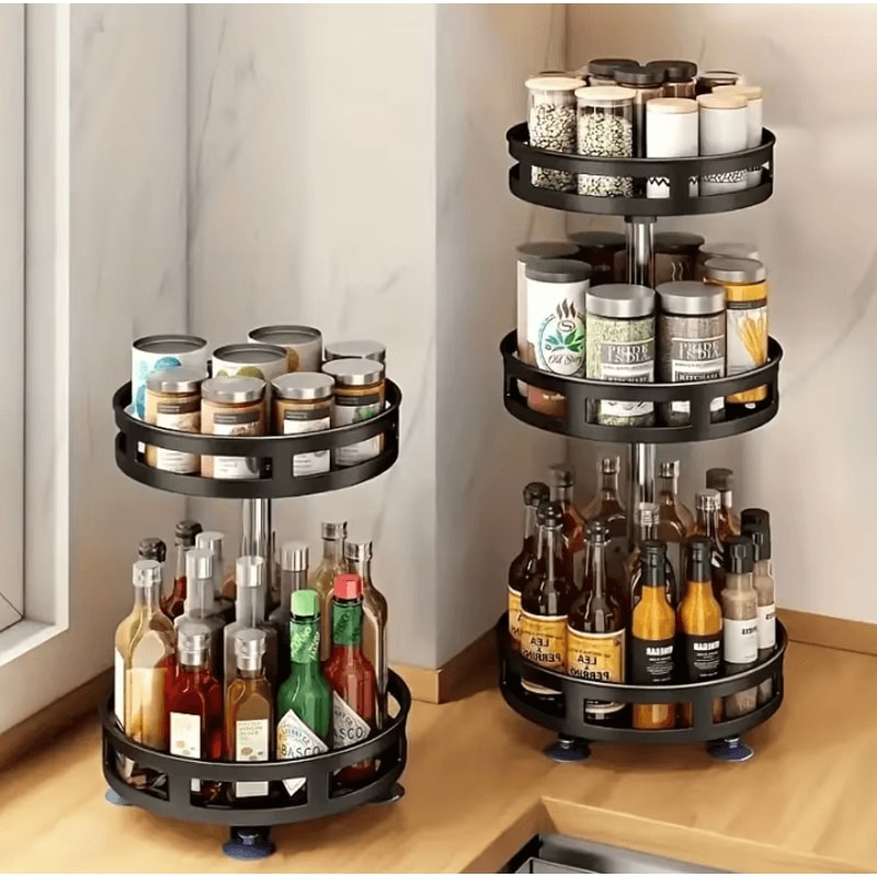 360 Rotating Storage Organizer Box MultiPurpose NonSlip Kitchen Vanity Turntable 0