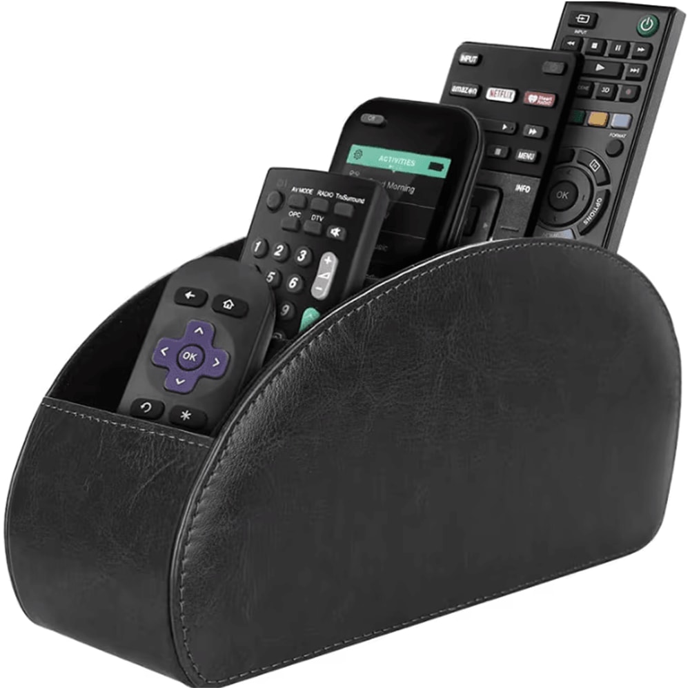 5Compartment PU Leather Remote Control Organizer Desktop Caddy For TV Office Home Essentials 0