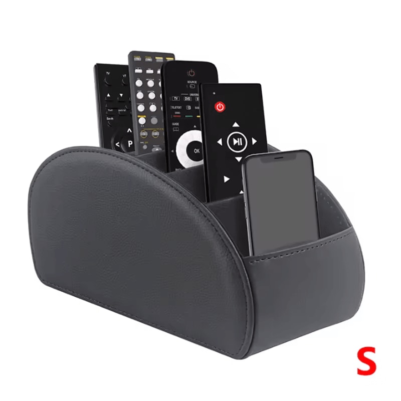 5Compartment PU Leather Remote Control Organizer Desktop Caddy For TV Office Home Essentials 6
