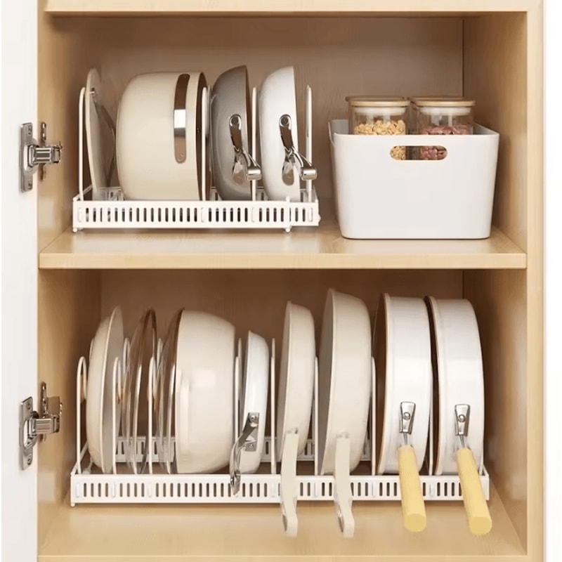 Adjustable Carbon Steel Pot Dish Drying Rack MultiLayer Expandable Kitchen Organizer 0