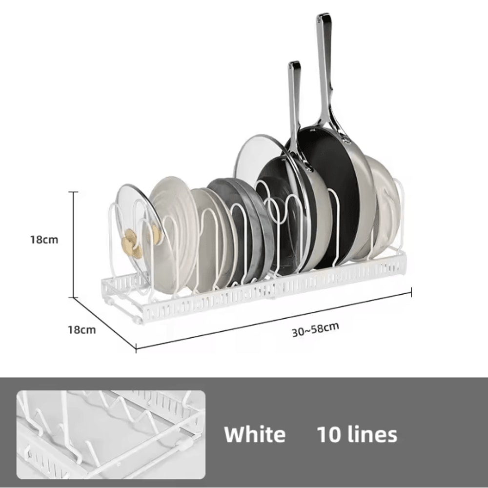 Adjustable Carbon Steel Pot Dish Drying Rack MultiLayer Expandable Kitchen Organizer 4
