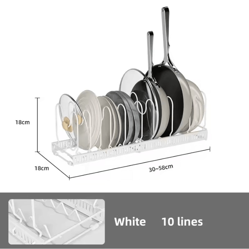 Adjustable Carbon Steel Pot Dish Drying Rack MultiLayer Expandable Kitchen Organizer 4
