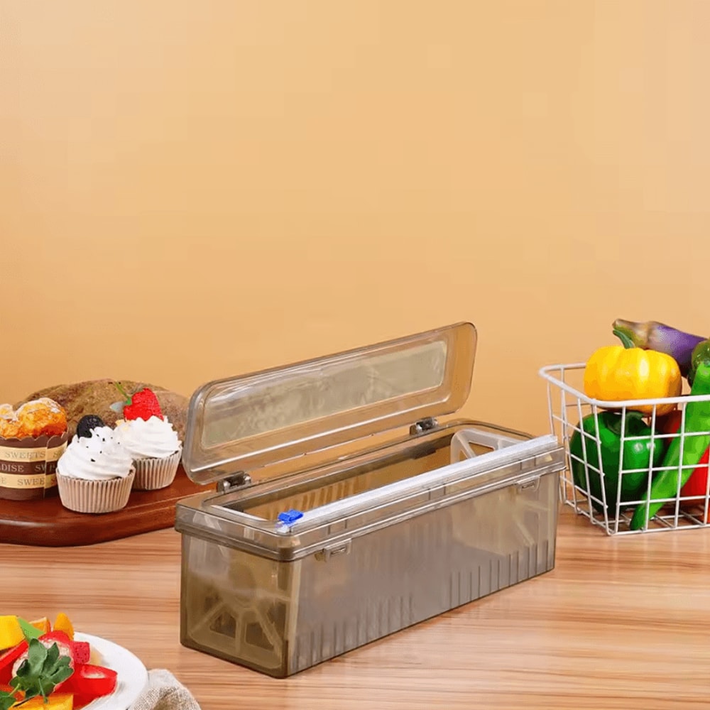 WrapEase Plastic Wrap Dispenser Cutter Plastic Wrap Dispenser Cling Film Cutter Food Wrap Organizer 2