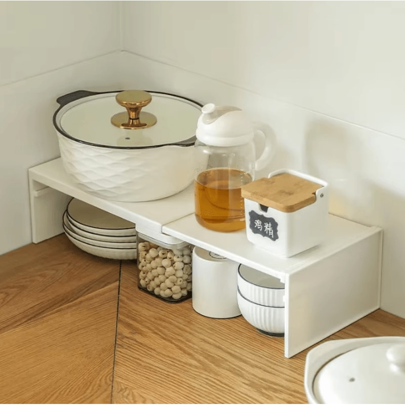 SlideMax Retractable Kitchen Shelf Organizer Pull Out Cabinet Shelf Fridge Organizer 1