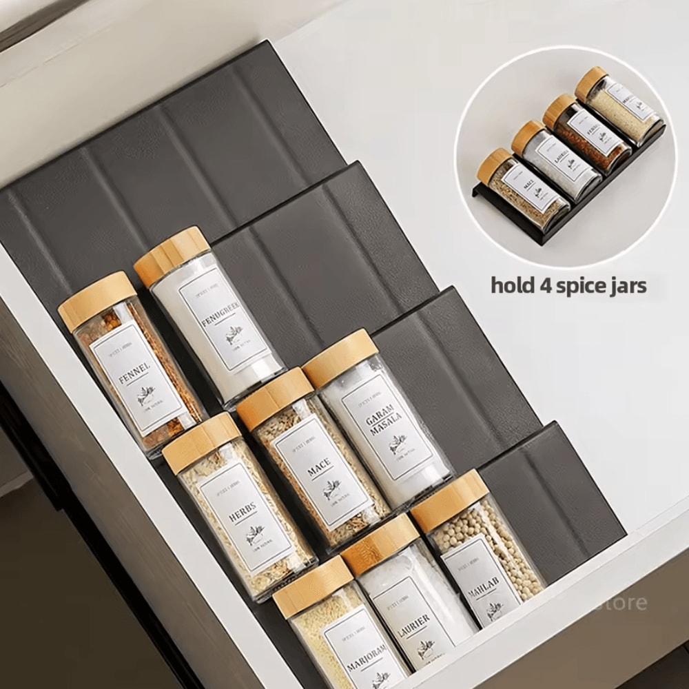 SpiceStack Adjustable 4 Layer Drawer Organizer 4 Layer Spice Drawer Organizer Adjustable Spice Rack 0